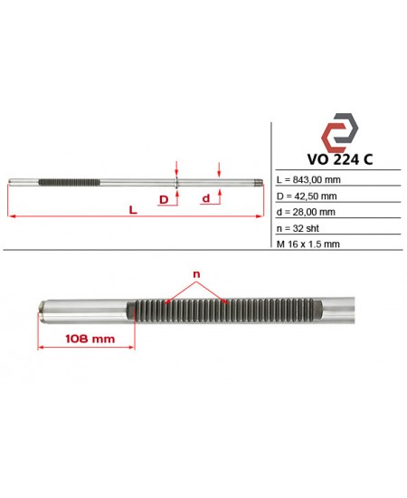 Шток рульової рейки VOLVO S60 VOLVO S80 I VOLVO V70 Mk II VOLVO XC70 CROSS COUNTRY VOLVO XC90 VO224RC